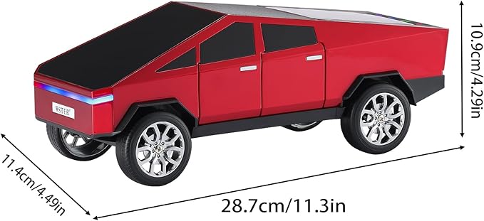 WS-580 Bluetooth Pickup Truck Replica Portable Speaker,with Display Screen,HD Sound, TWS Pairing, FM Radio,Built-in Microphone Hands-Free Calling, LED Party Light, Surprise Gift for Car Lovers(Red)