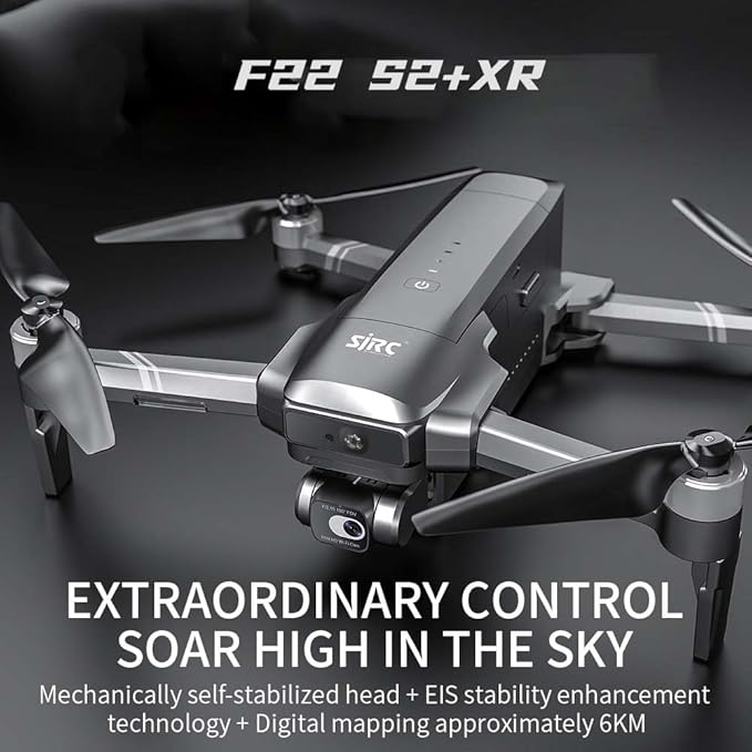 SJRC F22 S2+ XR Drone with Camera 4k, EIS Drone, 40 Minutes Flight Time, 6 km Transmission Range, Remote Control Screen, Drones For Adults, Foldable RC Quadcopter (3 Batteries)