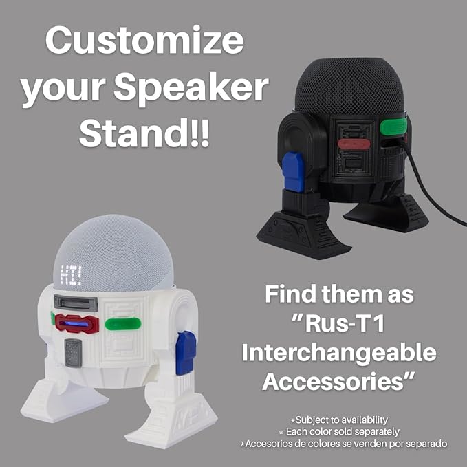 Android Rus-T1 Stand Speaker Compatible with Alexa Echo Dot 3 Gen, 4 Gen, 5 Gen, HomePod mini, Google Home Mini/Nest Mini y genericos (White/Blue)