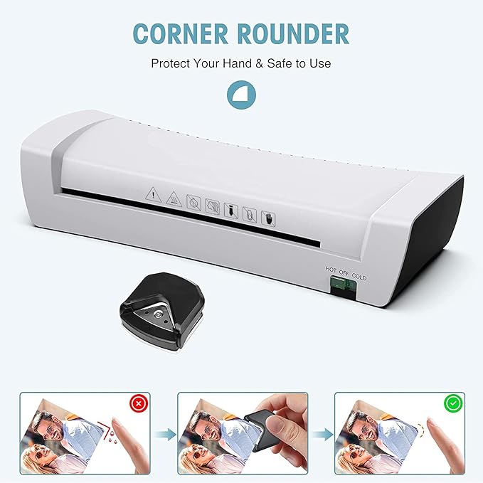 9 Inch Laminator Machine with Never Jam Technology, 40 Laminating Sheets, 4-in-1 A4 Thermal Laminator with Trimmer and Corner Rounder for Office, School, Business and Home Use