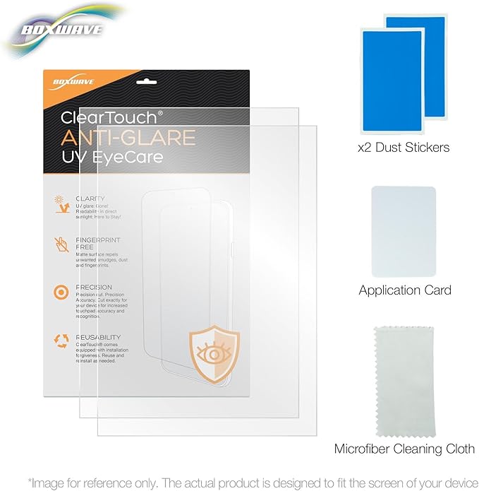 BoxWave Screen Protector Compatible with Amazon Echo Show 10 (3rd Gen 2020) - ClearTouch Anti-Glare Anti-UV EyeCare (2-Pack), Filters Out Harmful Blue Light Reduce Fatigue