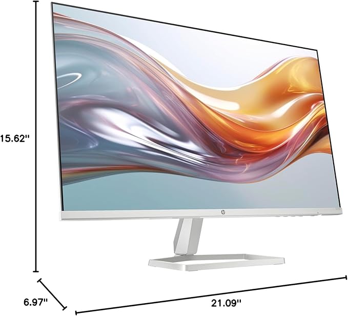 HP 27" FHD IPS (1920x1080) Monitor with Speakers Bundle with Docztorm Dock, 100Hz Refresh Rate, 2X HDMI, 1x VGA, Flicker-Free, Ideal for Home & Business, White/Silver (2025 Latest Model)