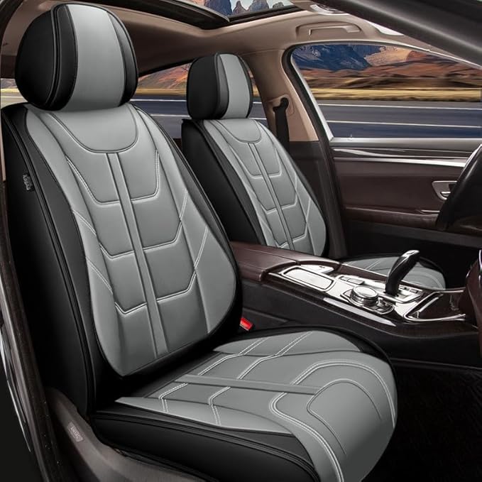 TTX LIGHTING Car Seat Covers 2 Front Seats Fit for Kia Sportage 2009-2026 Waterproof Leather Seat Covers Automotive Seat Cushion Seat Protectors with Airbag Compatible (Gray)