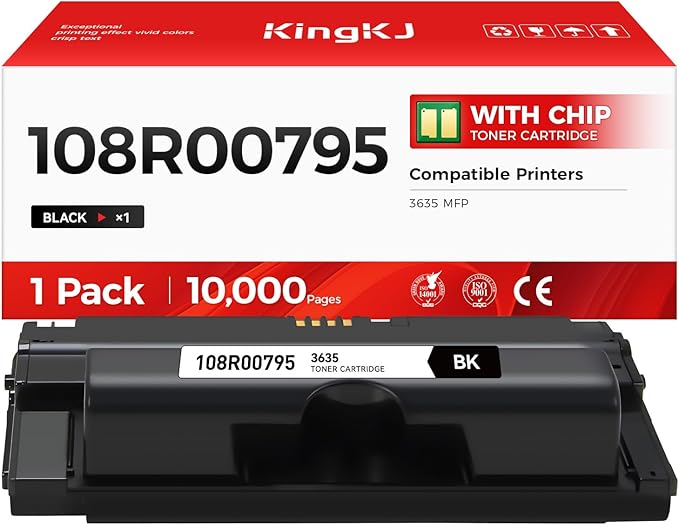 Phaser 3635 Toner Cartridge Replacement for Xerox 108R00795 Black Toner Remanufactured Cartridge Work for Phaser 3635 MFP Series Printer (10,000 Pages, 1-Black)