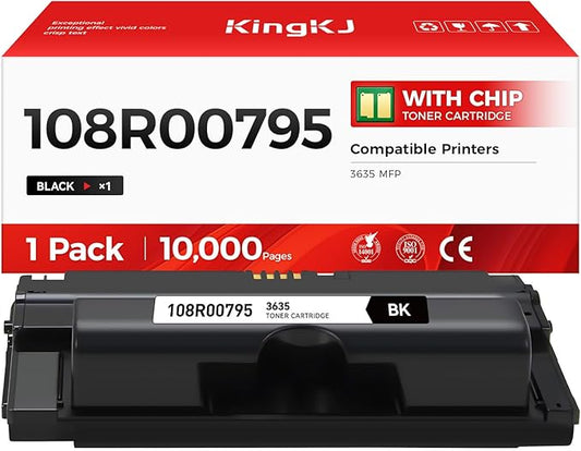 Phaser 3635 Toner Cartridge Replacement for Xerox 108R00795 Black Toner Remanufactured Cartridge Work for Phaser 3635 MFP Series Printer (10,000 Pages, 1-Black)