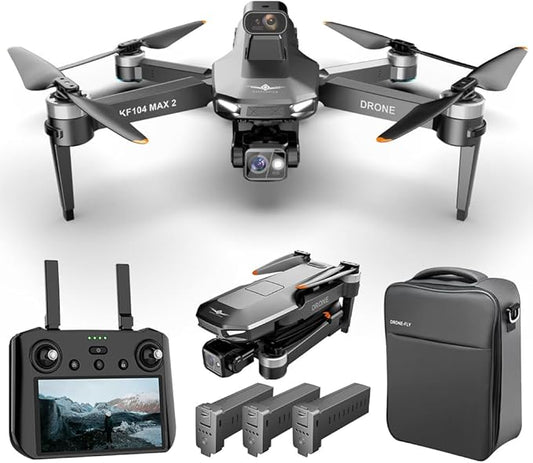 X-Verse KF104 MAX2 Drones with Camera for Adults 4K, RC Screen, 6KM RC Distance, 3-Axis Gimbal EIS, Professional Drone with Obstacle Avoidance, Digital GPS Transmission Quadcopter, 3 Batteries for 120min Max Flight Time