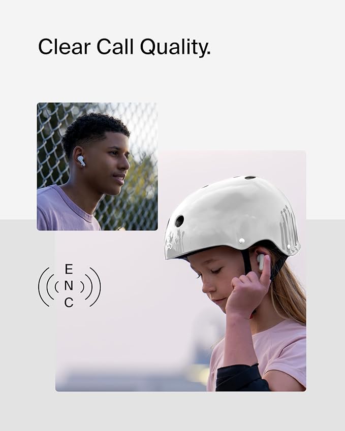 Belkin SoundForm Nano 2 Bluetooth Earbuds for Kids with Built-in Microphone, 28H Battery Life, Safe 85dB Volume, IPX5 Water Resistance - Kids Bluetooth Earbuds for iPhone, iPad, Galaxy, & More - White