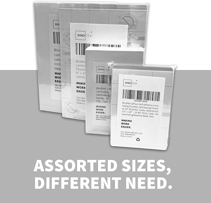 Binditek 100 Pack 3mil Thermal Laminating Pouches, 4.3 x 6.3 Inches for Photo Card Size, Ultra Clear Laminating Sheets, HeatSeal, Glossy, for Students and Coworkers