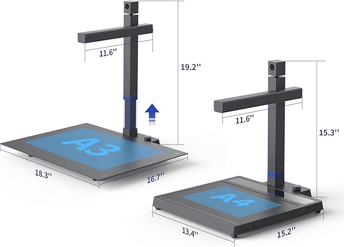 CZUR Shine Surface Pro Professional Document Scanner, 16MP Document Camera + 2MP Webcam+ Working Surface, A3 Book Scanner for Computer/Laptop, 180+ Languages OCR, Fast Scan 1s/Page, for PC/Mac