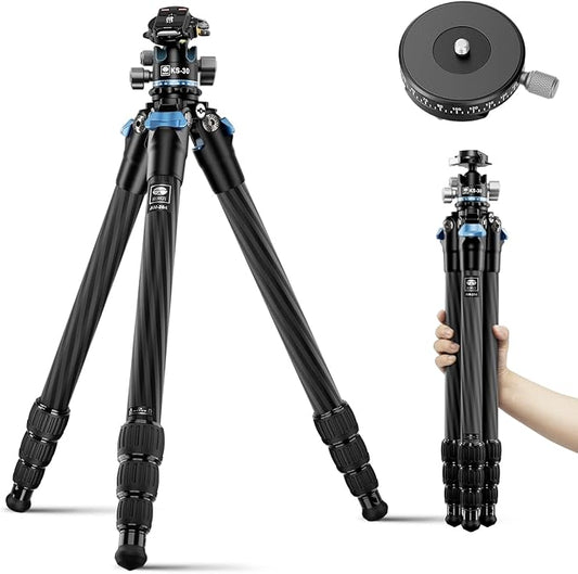 SIRUI Carbon Fiber Camera Tripod, 50.7" Professional Heavy Duty Tripod with 36mm Low Profile Ball Head, Quick Release System, Max Load 33lbs/15kg, AM-284+KS-30