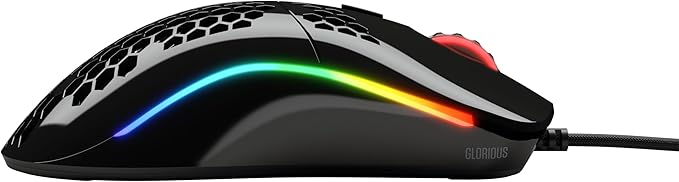 Glorious Model O- (Minus) Compact Wired Gaming Mouse - 58g Superlight Honeycomb Design, RGB, Pixart 3360 Sensor, Ambidextrous, Omron Switches - Glossy Black