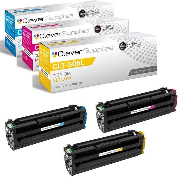 CS Replacement Toner Cartridge Compatible with Samsung CLP 680 CLT-C506L Cyan CLT-Y506L Yellow CLT-M506L Magenta CLP-680 680ND CLX-6260 6260FW 6260FD 6260FR 6260ND 3 Color Set