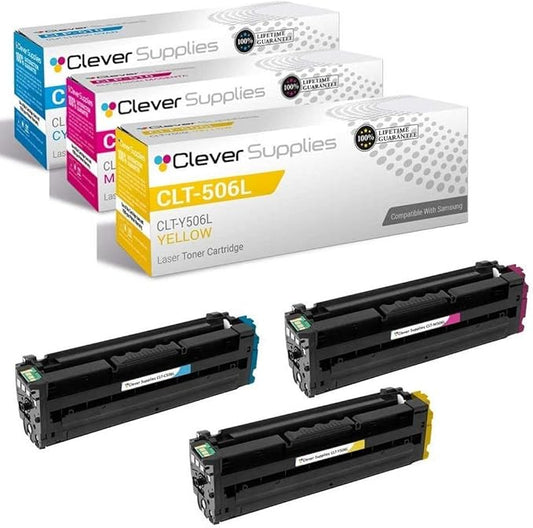 CS Replacement Toner Cartridge Compatible with Samsung CLP 680 CLT-C506L Cyan CLT-Y506L Yellow CLT-M506L Magenta CLP-680 680ND CLX-6260 6260FW 6260FD 6260FR 6260ND 3 Color Set