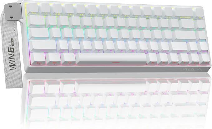 AULA WIN68 HE Mechanical Gaming Keyboard 60%, Hall Effect Magnetic Switch, Fast Trigger Mode Adjustable Actuation, 8000Hz Polling Rate, RGB Backlit, Wired White Keyboard for Laptop/PC Gamer