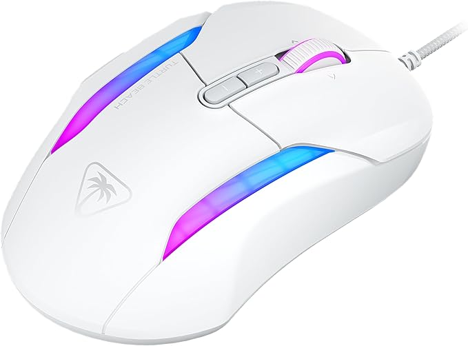 Turtle Beach Kone II – Wired Ergonomic RGB Gaming Mouse, 26K DPI Optical Sensor, 100M Click Life Optical Switches, 23 Customizable Inputs, 4D Scroll Wheel, Pure PTFE Glides - Arctic White