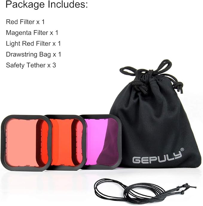 3-Pack Dive Filter (Red, Light Red, Magenta) for GoPro Hero 5 6 7 Black Hero(2018) Super Suit Housing - Color Correction in Scuba Diving, Snorkeling and Underwater Photos and Videos