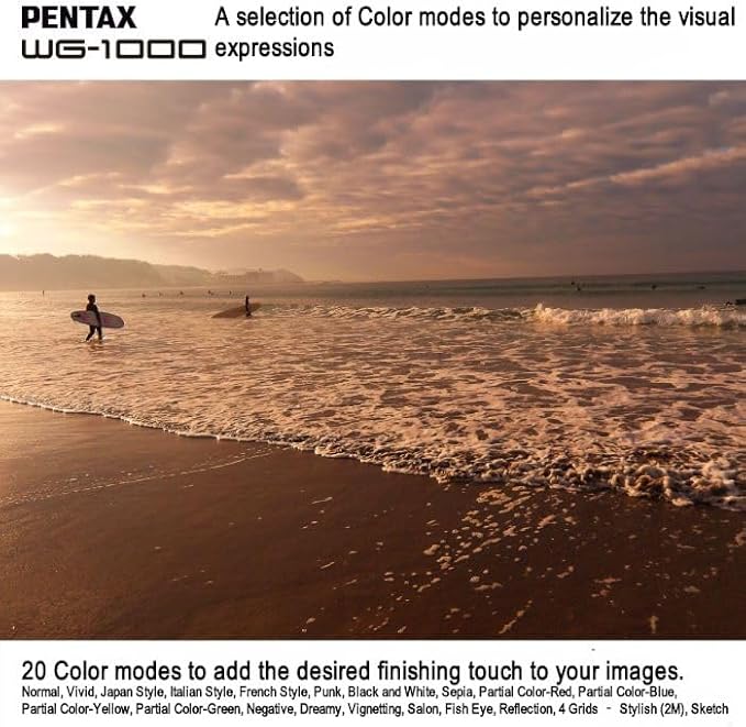 PENTAX WG-1000 Gray Waterproof Digital Compact Camera, Designed for Casual Outdoor and Underwater Photography, Waterproof to a Depth of 15 Meters, for up to one Hour of Continuous Operation