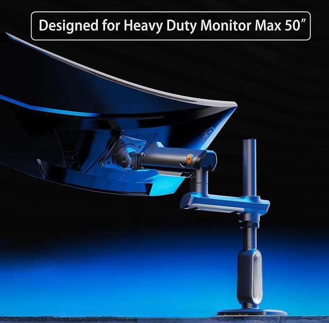 Gaming Monitor-Arm for Flat/Ultrawide/Curved Monitors 27 to 50 inch, Heavy Duty Stand Load up to 18 kg, VESA 75/100 mm Monitor-Mount A7