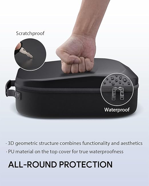 Aubika Carrying Case for Meta Quest 3S/Quest 2/ Quest 3/Pico 4/Vision Pro, Compatible with Elite/Battery Headset Strap Accessories, Hard Travel Case - Black