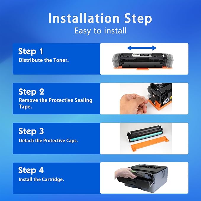 414A Toner Cartridge 4 Pack with Chip Compatible with HP 414A 414X W2020A W2021A W2022A W2023A Replacement for HP Color Laser Jet Pro MFP M479fdw M454dw M454dn M455dn M479fdn Printer (BK/C/M/Y)