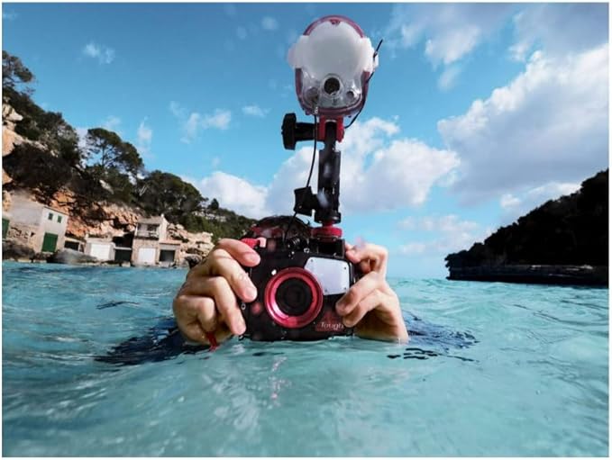 OM System PT-059 Underwater Camera Housing for TG-6 and TG-7 Cameras for Underwater Photography (Red and Black)