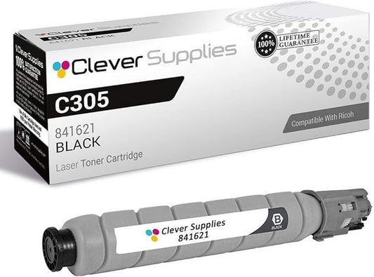 Clever Supplies CS Replacement Toner Cartridge Compatible with Ricoh C305 841621 Black Color Laser Aficio MP C305 C305SPF Black