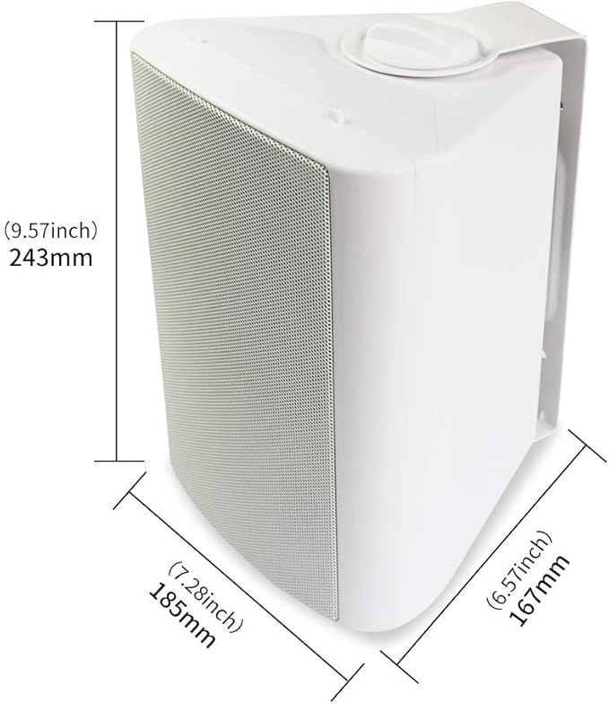 Herdio 5.25 Inch Indoor Outdoor Speakers Wired Waterproof 300 Watt Wall Mount Speakers for Patio, Deck, Garage,Covered Porch All Weather Resistance(A Pair,White)