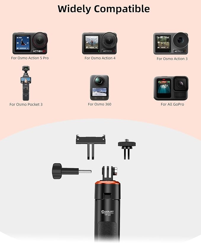 53.5" Osmo Action Selfie Stick Tripod for DJI Osmo Action 5 Pro, Osmo Action 4, Osmo Action 3, Osmo Nano - Extendable Travel Vlog Stand for DJI Osmo 360, DJI Osmo Pocket 3 - Osmo Action Accessories