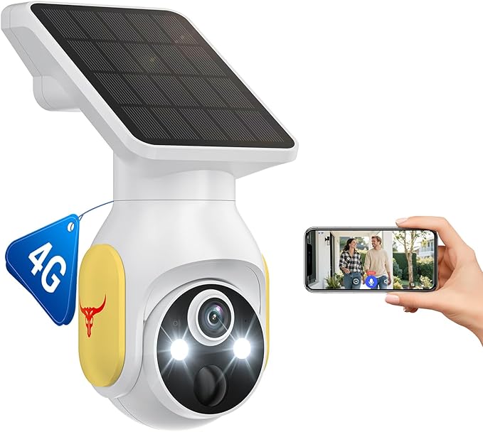 Solar-Powered 1080p WiFi Battery Camera, Security Cameras Wireless Outdoor for Home Surveillance, AI Human Detection, Color Night Vision, Cloud Storage (4G)