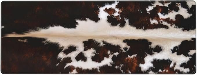 Gaming Mouse Pad, Large Non-Slip Rubber Base Mousepad, Keyboard Mouse Mat, Desk Pad with Stitched Edges, 31.5x11.8inch, Brown Cowhide