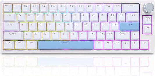 BOYI 66Pro Rapid Trigger Magnetic Switch 65% Mechanical Keyboard,Hall Effect Gasket-Mounted RGB HotSwap Hyper-Fast Adjustable Actuation Wired Compact Gaming Keyboard with Knob(White)