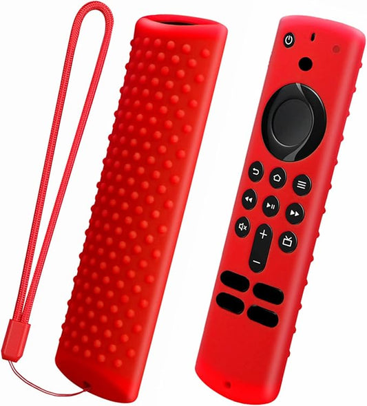 Red Silicone Remote Cover Case Replacement for Smart Voice Remote 3rd Gen. 4K Max, Washable Skin with Lanyard for HD Streaming Devices