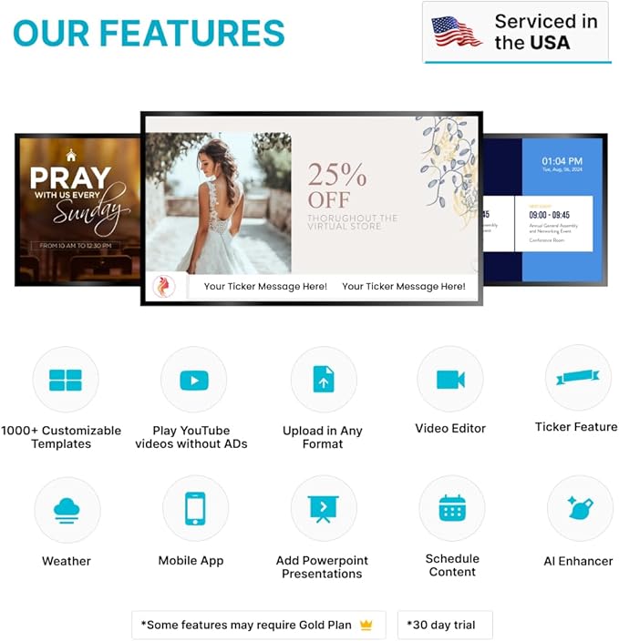 TV Stick Digital Signage Player 4K, Cloud-Controlled Media Player with PowerPoint Upload, Auto Content Updates, Free Plan, AI Image Enhancer, Mobile App, Thousands of Templates