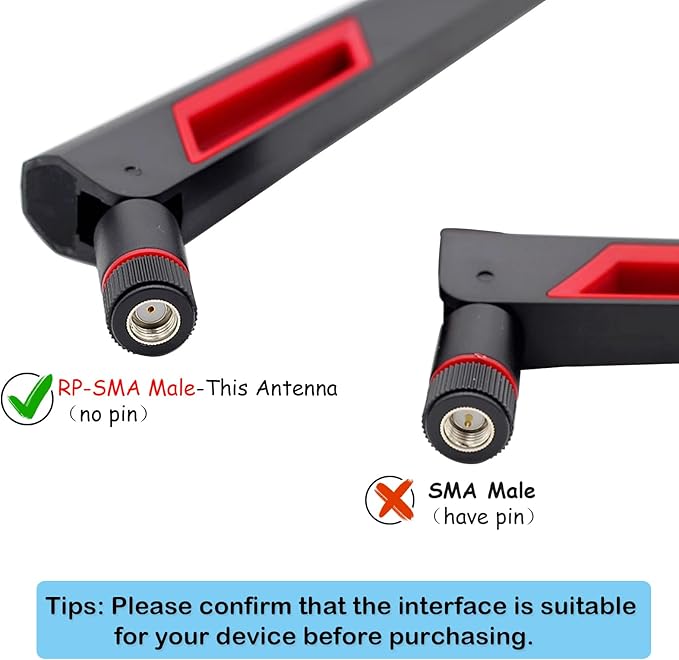 WiFi Antenna Dual Band 2.4GHz 5.8GHz 12dBi RP-SMA Male Antenna 20cm+U.FL IPX IPEX to RP-SMA Female Cable RG1.13 for WiFi Router Wireless Adapter Network Card Security Camera(Pack of 4)