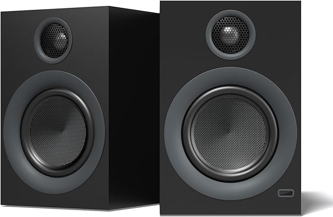 Bluetooth Bookshelf Speakers, 75W Powered Active Speaker with 4 Inch Woofer, HiFi Speaker with aptX Bluetooth USB for Home, Studio, Gaming, Set of 2, Black