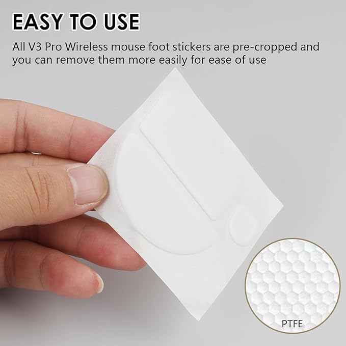 2 Pack V3 Pro Wireless Esports Gaming Mouse Feet Sliding Stickers, Mice Glass Skates Pad, Replacement Glide Stickers for Smooth Control and Precision on Any Gaming Surface(Type-C, White PTFE)