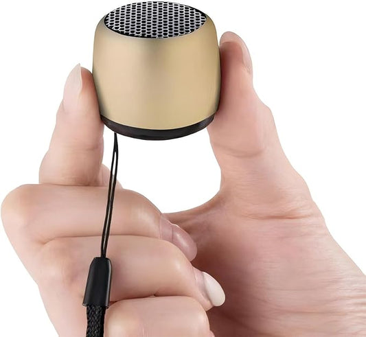Best Mini Portable Bluetooth Speaker with HD Sound & Bass I Smallest Wireless Bluetooth Speakers for Phone/PC/Tablet I Photo Selfie Button Answer Phone Calls I Cute Tiny Speaker (Gold)