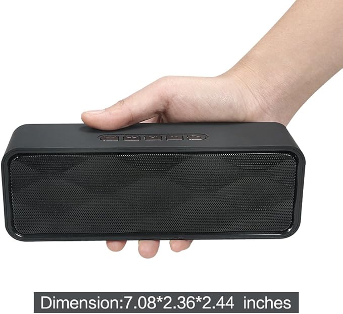 Wireless Bluetooth Speaker with AUX/USB/TF Card Slot,Outdoor Portable Stereo Speaker with HD Audio,Enhanced Bass, Dual-Driver,Handsfree Calling, FM Radio Speaker for Travel,Party (Black)