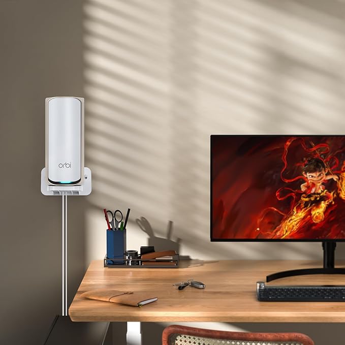 XLTTYWL Orbi WiFi 7 Wall Mount Kit, Orbit 7 Mount Bracket Optimize Space Compatible with Orbi Wi-Fi 7 Mesh Systems & All Net Gear Nighthawk Wi Fi 7 Routers(RBEWMB-10000S) (White, 2 Pack)