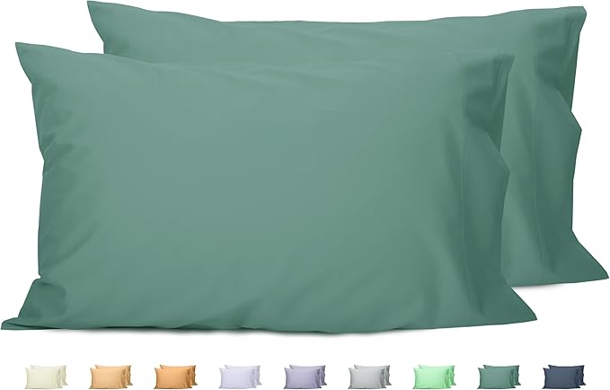 Sunflower Queen Pillowcases Set of 2, 100% Cotton Queen Size Pillow Cases 2, 20×30 inches Sagebrush Green, Soft and Breathable