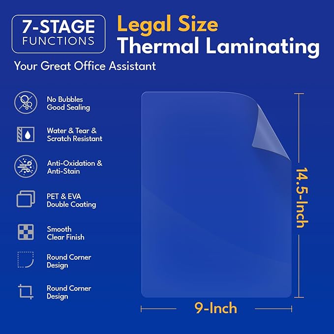 Uinkit 4Mil 100Pack Legal Size Laminating Sheets, 8.5"x14" (9x14.5) Inches Laminate Pouches, Bubble-Free Protector for Documents Photo, Use in Office School Supplies with Thermal Laminator Machine