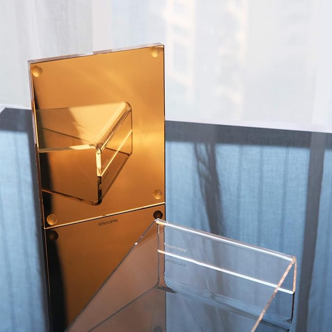 Acrylic Calculator with Stand, Battery and Solar Hybrid Powered Basic Calculator 12-Digit LCD Display,Home Office Desktop Accessories(Gold)