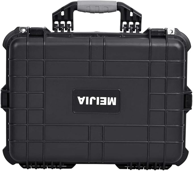 MEIJIA Portable Waterproof Protective Case,Hard Camera Case,Customized Fit Foam Inserted, Elegant Black,Fit for Camera, Equipments, Lens,Drones(Black)