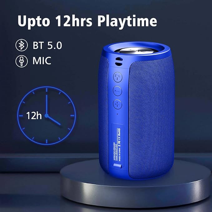 ZEALOT Bluetooth Speaker, Portable Speaker S32,Wireless for Outdoor,IPX5 Waterproof, Bluetooth 5.0, Dual Pairing, USB, TF Card, AUX for Home & Outdoor Travel Hiking Camping Beach (Blue)