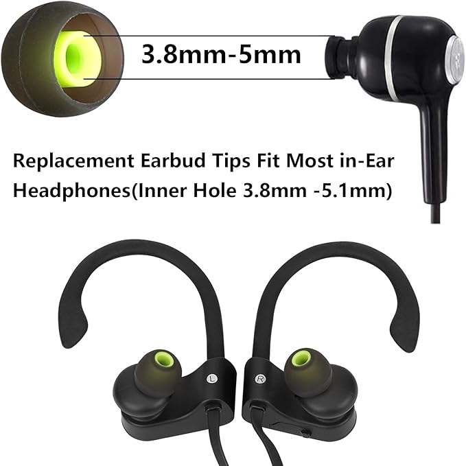 Silicone Replacement Earbud Tips for In-Ear Headphones (Inner Hole 3.8mm-5.1mm) - 9 Pairs, S/M/L