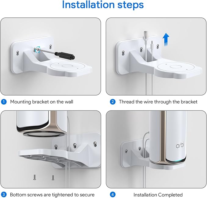 Wall Mount Kit for Nighthawk Wi-Fi 7 Router RS200/RS280S/RS300/RS500/RS600/RS700S and Orbi WiFi 7 Mesh Systems RBE970/RBE972S/RBE973S/RBE870/RBE872/RBE873/RBE770/RBE772/ RBE773 (White, 1 Pack)