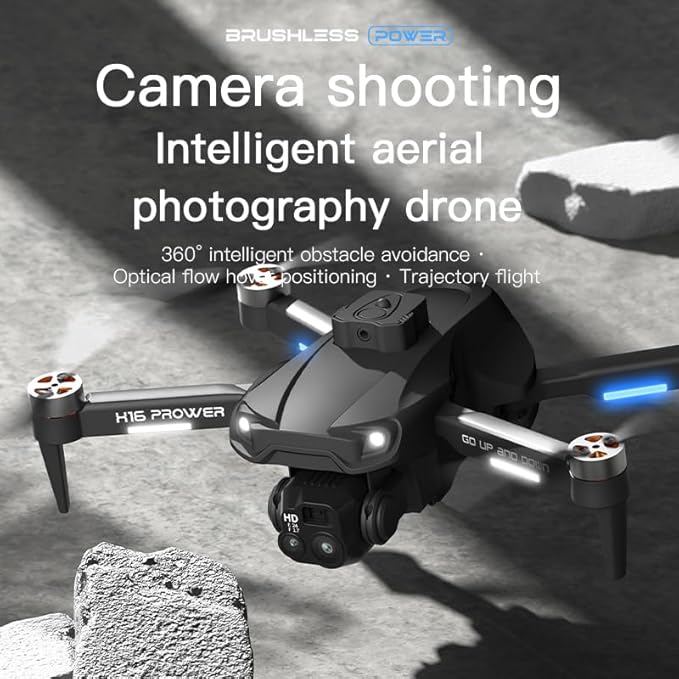 4K Drone with Camera, Brushless Motor, Long Battery Life, 4-Way Obstacle Avoidance, Infrared Night Vision, Gimbal Anti-Shake, One-Key Take Off & Landing, WiFi FPV Quadcopter with Triple cameras