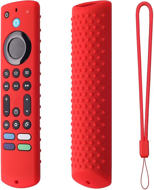 6.2 Inch Silicone Remote case for 2023 Fire TV Stick 4K Max 2nd/Fir TV Omni Series/FireTV 4-Series Remote,Toshiba/Insignia FirTV Remote Cover with Lanyard(Red)