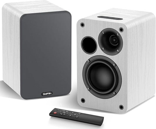 Saiyin Powered Bookshelf Speakers, 60W Record Player Speakers with 3.5 Inch Woofer, Bluetooth 5.0 Stereo Speakers with Optical/AUX/TV-ARC Connection for Gaming Monitor, Turntable, PC, TV