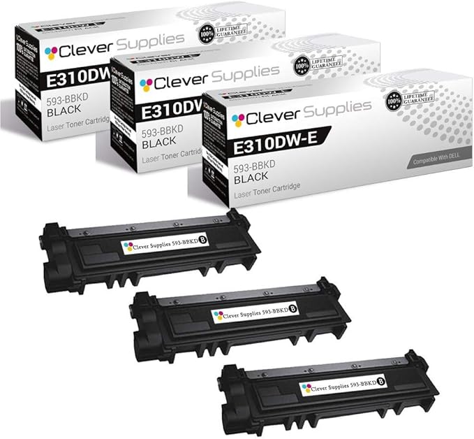 CS Replacement Toner Cartridge Compatible with Dell E310DW-E515DW 593-BBKD Black Laser E310DW Laser E514DW Multifunction E515DN Multifunction E515DW 3 Pack